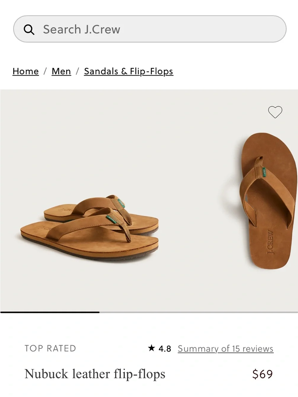 J. Crew Tan Brown Leather Thong Sandals